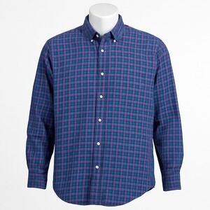 Lands' End‎ Men's XL 18-34 Plaid Button Down Shirt Long Sleeve Cotton
